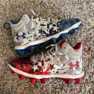 Under Armour Kids Cleats Red & Blue Graphic Baseball Shoes